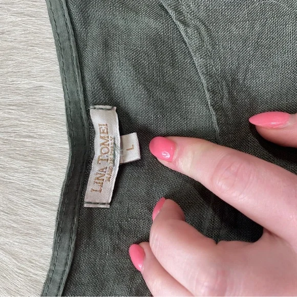 Lina Tomei linen dress olive green - Picture 7 of 10